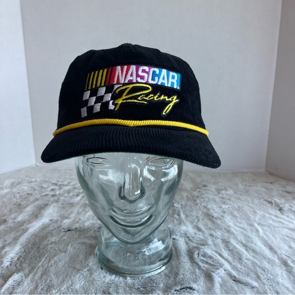 NASCAR Racing Corduroy  Cap - Black and Yellow New Hat - Picture 1 of 8